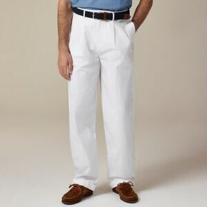 J. Crew Relaxed-fit double-pleated cotton poplin chino pant